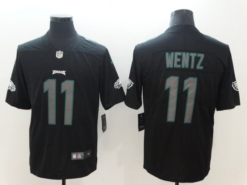 Men Philadelphia Eagles #11 Wentz Nike Fashion Impact Black Color Rush Limited NFL Jerseys->detroit lions->NFL Jersey